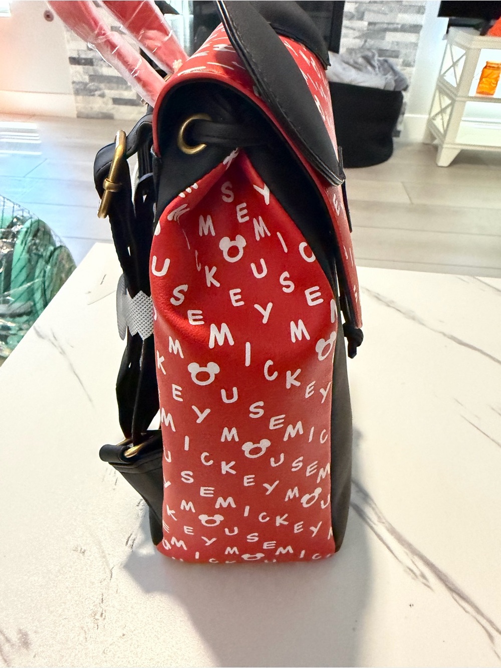 Loungefly Red & Black Mickey Mouse Mini Backpack with Ears Accent - Picture 2 of 5